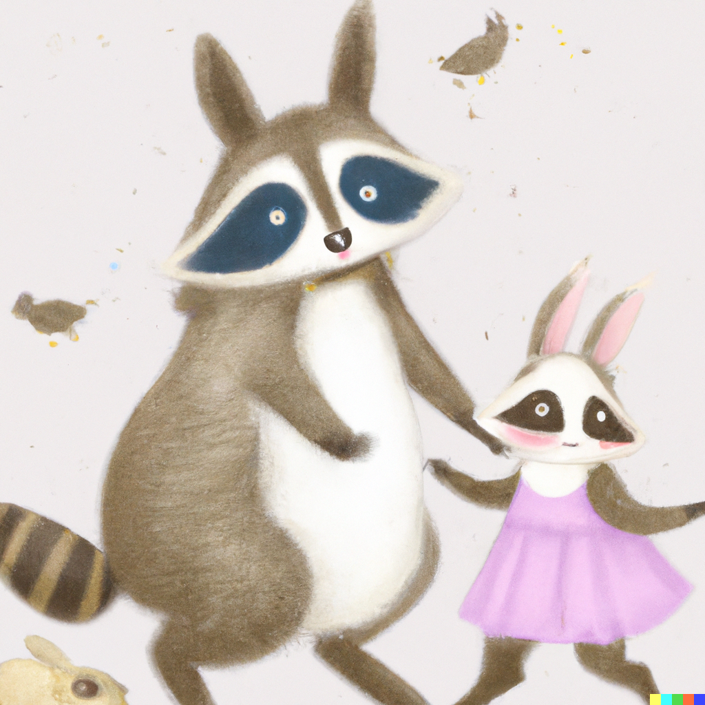 어설픈 너구리 엄마와 아기