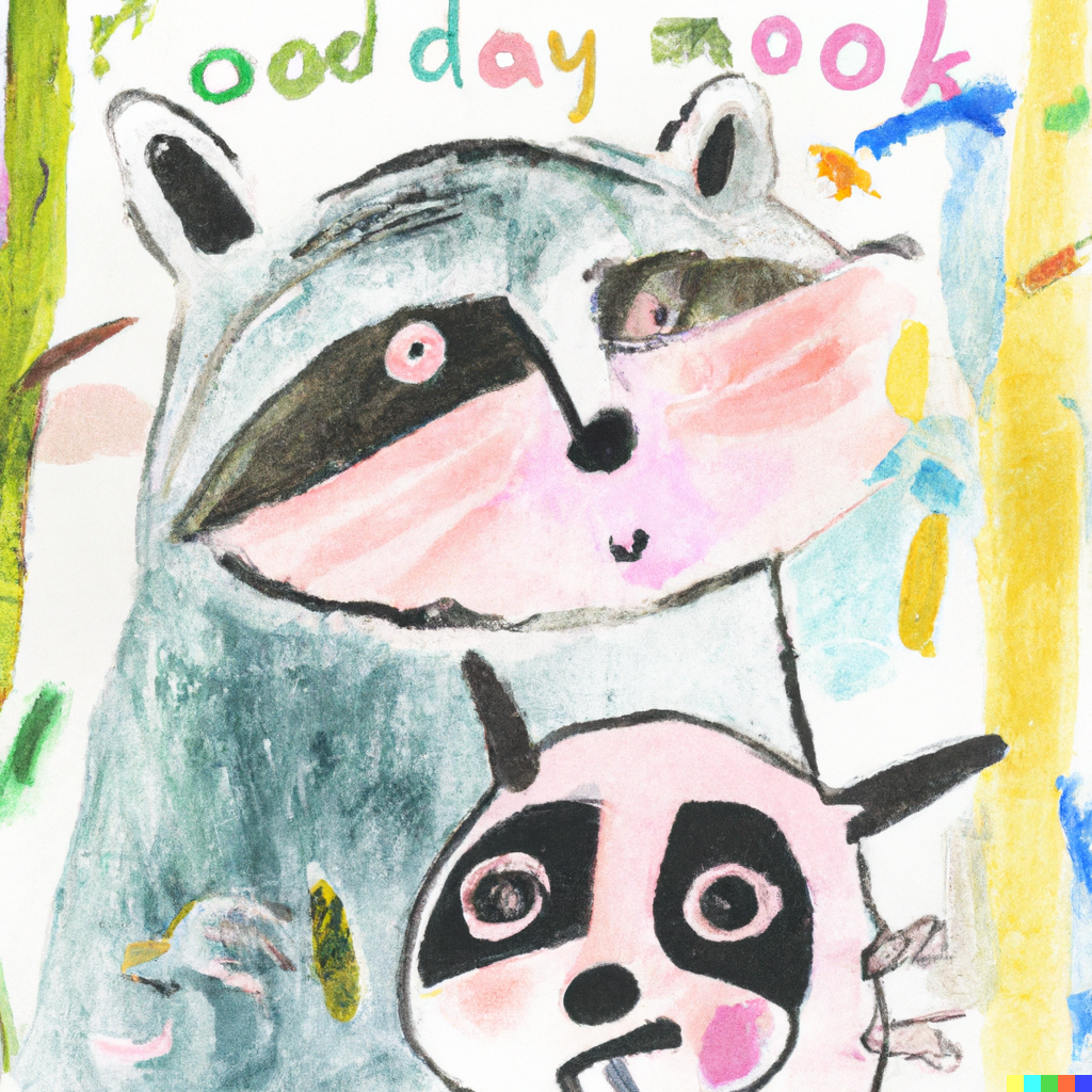 우는 아기 토끼와 너구리 엄마